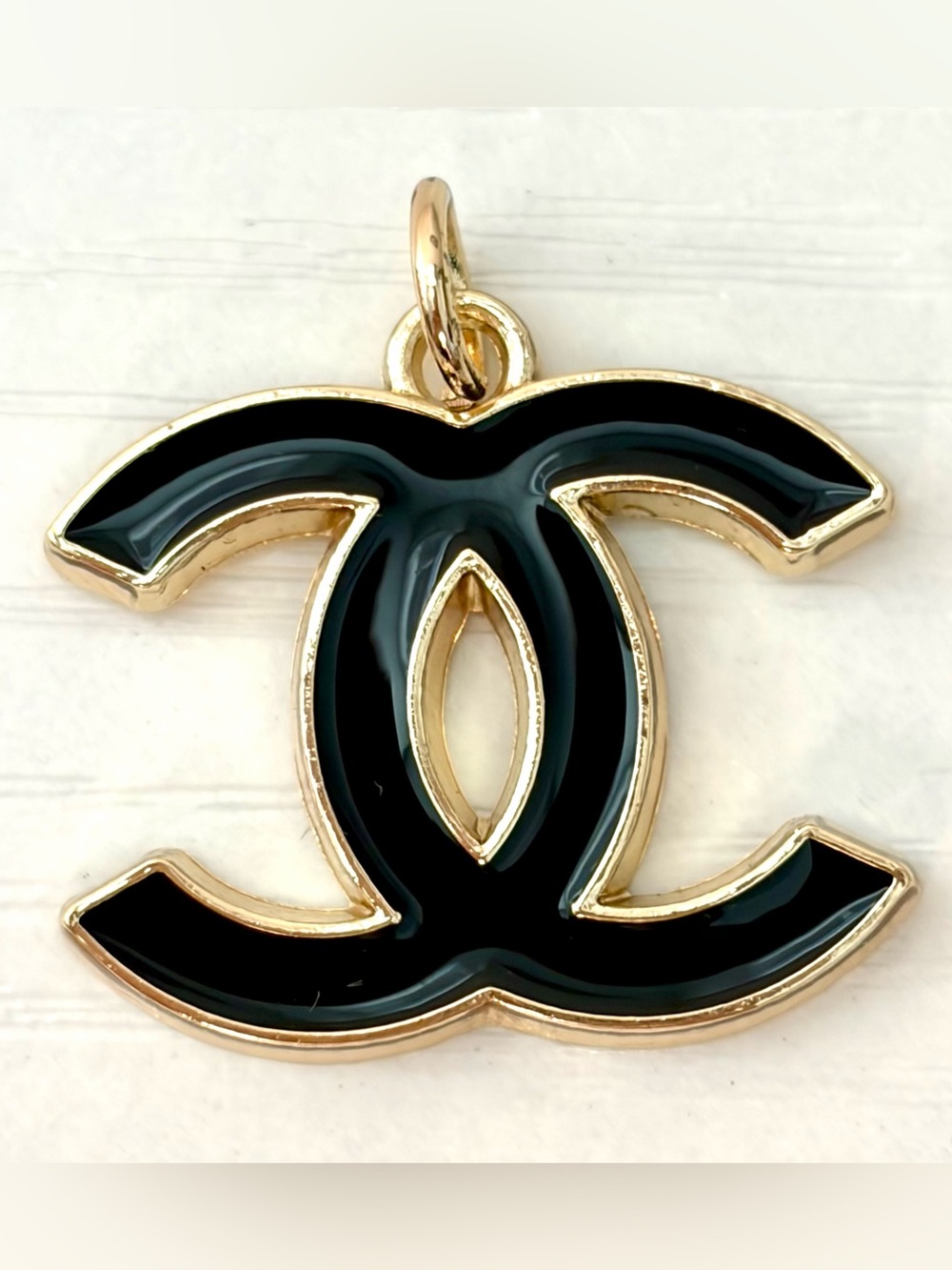 Chanel Black Enamel CC Monogram Charm Pendant